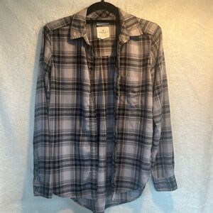 American Eagle Outfitters flannel black and gray BOYFRIEND FIT XS